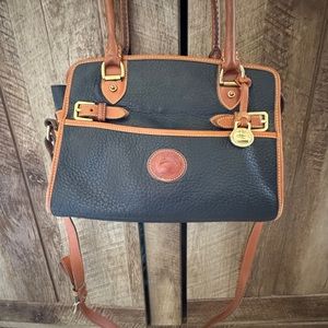 Dooney & Bourke Black and Brown Shoulder Bag with Leather Accents